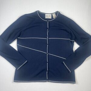 Emma & James Women's S Navy Button Front Cardigan Sweater Classic